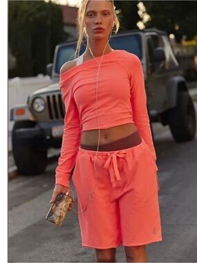 NWTFREE PEOPLE FP by Movement Hot Shot Easy 2 PC Set Neon Coral SZ: M